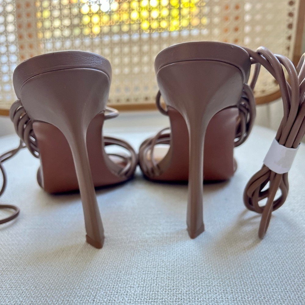 NEW ASOS Design Nest Strappy Ankle Tie Stiletto Sandals Tan Sz 6 - Picture 8 of 9